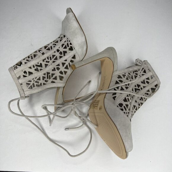 Gianni Bini Newbuck Soft Gray Suede Leather Cut-Out Heels Womens Size 7 - Picture 7 of 9